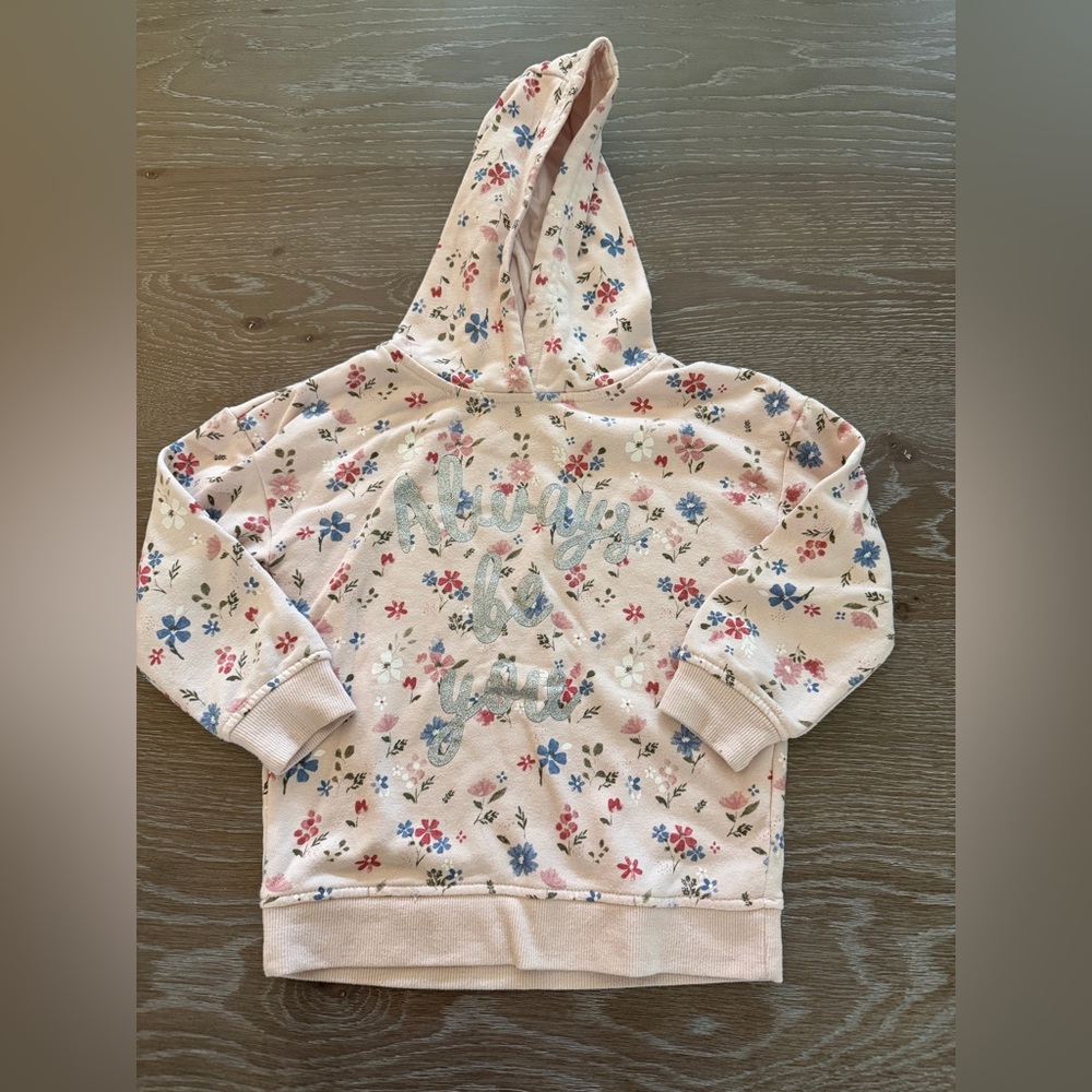 Toddler Girls Primark pink floral sweatshirt always be you hoodie size 4-5 years